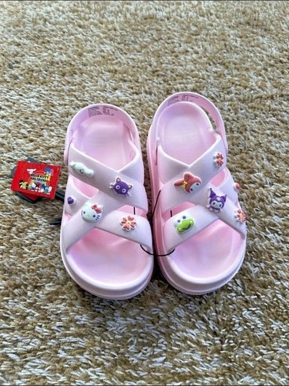 Sanrio Hello Kitty and Friends Womens Criss-Cross Strap Platform Sandals Pink